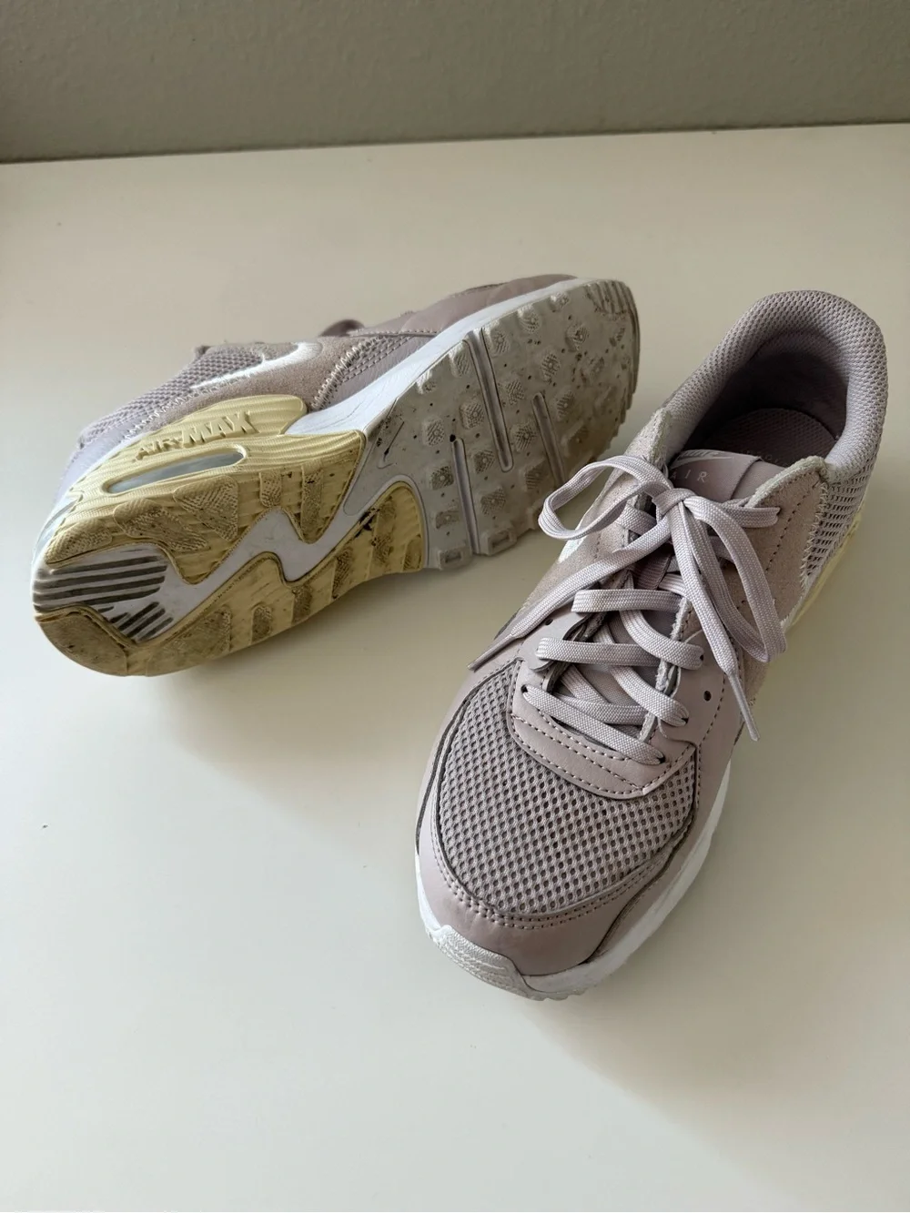 Nike Women's Lace-Up Trainers in Light Taupe with White Soles